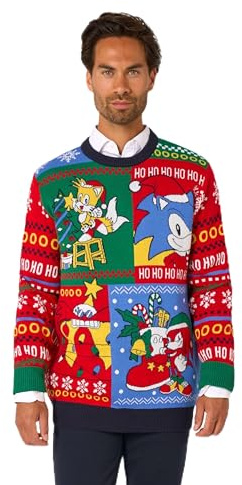 OppoSuits Herren Weihnachts-Pullover – Offiziell lizenzierte Festtags-Strickpullover mit Sonic, Batman, Spongebob, Pokémon, Pac-Man & Superman – Lustige, Retro- & Superhelden-Motive für Weihnachten