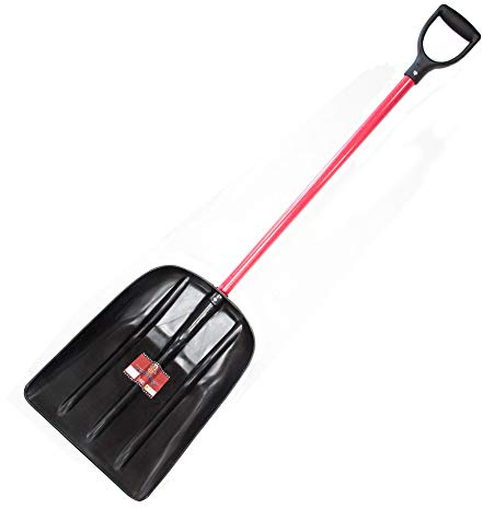 Bully Tools Snow Scoop Shovel – Heavy-Duty Metal Mulch Scoop Shovel with Fiberglass & Poly D-Grip Handle for Driveway & Outdoor Use, Large Snow Tools, Manual Coal Spade - 100% Made in the USA, 54-Inch