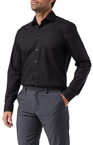 Seidensticker Herren Mens Regular Longsleeve Cotton Business Shirt, Schwarz(001000), 49 EU
