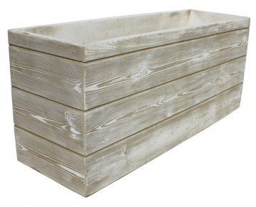 AnaParra Jardinera Rectangular Moderna en hormigón aligerado para Exterior Madera 90X29X37cm. Natural Musgo Verde
