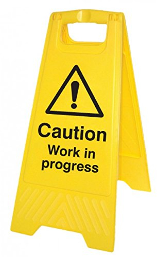 Caledonia Signs, 58540, segnale da pavimento per lavori in corso (lingua italiana non garantita), con scritta Caution work in Progress