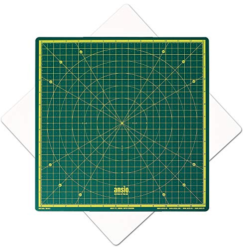 ANSIO Rotierende Selbstheilende Schneidematte - Basteln, Quilten, Nähen, Scrapbooking, Stoffen und Papieren - Imperial 13 Zoll x 13 Zoll - Grün