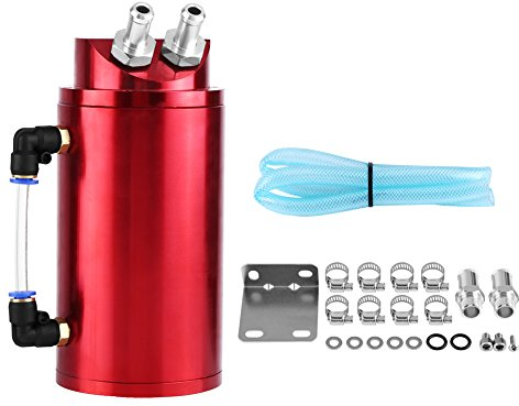 Réservoir de récupération d'huile en aluminium avec tuyau pour la plupart des voitures Recuperateur d'huile voiture Recuperateur vapeur d'huile Reservoir d'huile voiture, Raccords de tuyaux 10 et 15mm