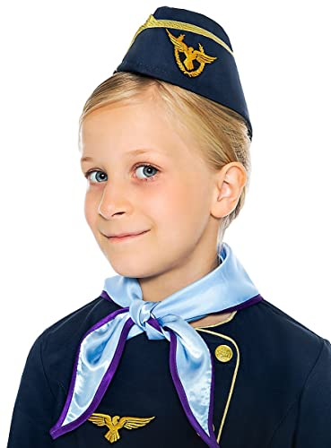 Maskworld Authentischer Stewardess Hut für Kinder mit Flieger Emblem und goldenen Säumen perfekt für Karneval Halloween und Mottoparties