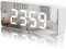 JSTH Digital Alarm Clock, Bedside Clocks with Snooze Time Temperature Mirror Surface Function LED Clock for Office USB Powered & Battery Backup Powered(White)