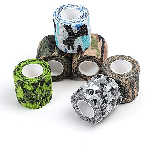 STIGMA 6 Stück Einweg Tattoo Griffband Tattoo Grip Cover Wrap Elastisches selbstklebendes Bandagenband für den Tattoo Maschine Grip Camo (2 x 5 Yards) TC624