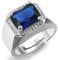 Halukakah Diamantring mit Blauem Edelsteinkristall,Herren 18 Karat Echtes Weißgold Platiniert Iced Out Handset Lab Diamanten Größe Einstellbar mit KOSTENLOSER Geschenkbox