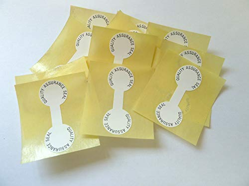 Pack of 12, 'Quality Assurance' Dumbell Seal Labels, Tamper Evident Labels, Stickers Break Up On Attempted Removal