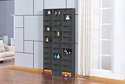 WestWood 1116 CD/528 DVD 12 Tier Shelf Storage Video Movie Game Book Tower Organiser Cabinet Rack Holder Display Stand Unit Multimedia PB CSP01 Grey