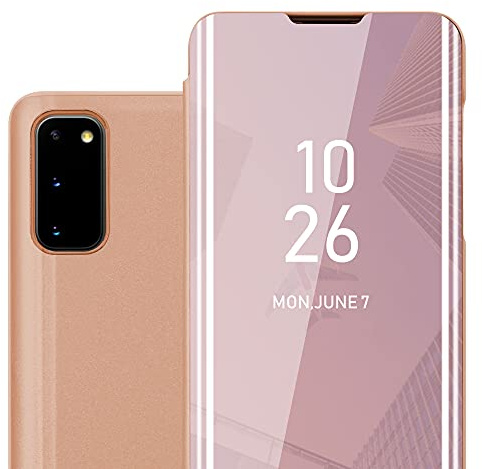 Cadorabo Hülle kompatibel mit Samsung Galaxy S20 Schutzhülle TPU Silikon Case 360 View Spiegel, Slim Kratzfest Weiche Gummi mit Rundumschutz Cover Hülle für Galaxy S20 in Pink