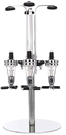 Hand Drums Dispensador de Bebidas de Pared Rotación de 4 Barras Botella Bebida Soporte Durable Bebida Jar Contenedores Licor Alcohol Whisky Dispensador de Madera para Fiesta Boda Catering