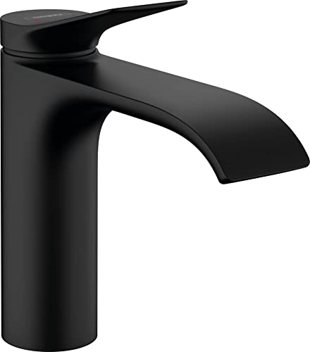 Hansgrohe Vivenis Mitigeur de lavabo 110 sans Tirette ni vidage, Noir Mat, 75022670, Hauteur sous Bec 110mm