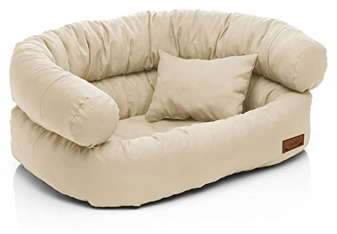 Juelle Hundebett - Großhundesofa, Abnehmbarer Bezug maschinenwaschbar, flauschiges Bett, Hundesessel Santi S-XXL (Größe: XL - 120x85cm, Ecru)