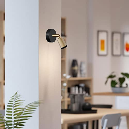 Fermaluce faretto Mini Spotlight GU1d0, Lampada orientabile da Parete o soffitto con snodo - con Lampadina, Bronzo Satinato