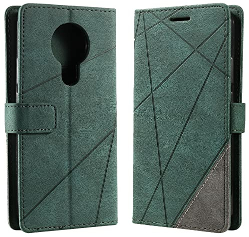 Vankii Kompatibel mit Nokia 3.4 / Nokia 5.4 Hülle, Flip Wallet Handyhülle PU Leder Brieftasche Tasche Case Stoßfeste Schutzhülle [Kartenschlitzen] [Magnetverschluss] [Standfunktion] (Grün)