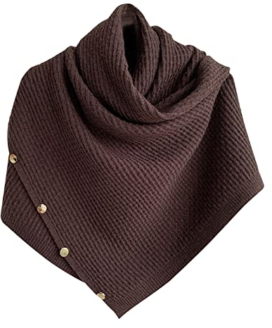 ikasus Schal Strickschal Damen Warm Herbst Winter Gestrickte Schlauchschal mit Ärmeln - Mode Einfarbig Frauen Deckenschal Halstuch Scarf Poncho Cape - Elegant Warmer Langer Knit Winterschal - Braun