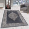 HomebyHome Kurzflor Teppich Wohnzimmer 160x230 cm, Vintage und Klassisches Design, in Schwarz - Orientteppich Bordüre, rutschfest, Waschbar und Weich - Ideal für Schlafzimmer, Esszimmer, Küche