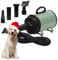XKISS Soffiatore per Cani 3200W/4.5 PS, Asciugatore per Cani,Continua con velocità e Temperatura Regolabile Asciugacapelli per Animali Domestici, con 4 Ugelli Diversi (Verde)
