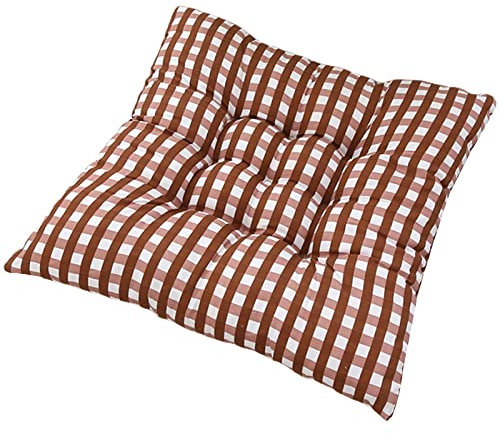 Altsuceser Stuhlkissen, helle Farbe, atmungsaktiv, kariert, Stuhlkissen für Esszimmer, Küche, Stühle, Sitzkissen für Outdoor, Terrasse, mit Bändern, Kaffee