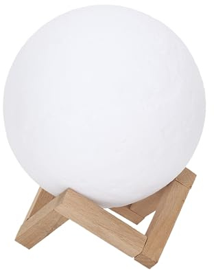HOME DECO FACTORY 3D-Touch-Lampe Luna Warme Stimmung Bunt | Holz, 3D-Touch-Lampe Luna, elegantes Design, Innendekoration, Nachttisch oder Wohnzimmer, Rot Blau und Weiß