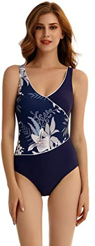 Bañador de Mujer Deportiva Traje de baño Sexy Entrenamiento de bañador Deportivo Control Abdominal Adelgazamiento bañador(XXL, J5)