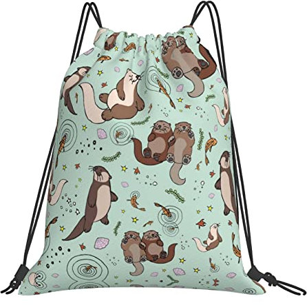 ASEELO Cooles Schlagzeug-Set mit Kordelzug, Rucksack, wasserabweisend, Sporttasche, Turnbeutel für Männer und Frauen, Otter, EinheitsgröÃŸe