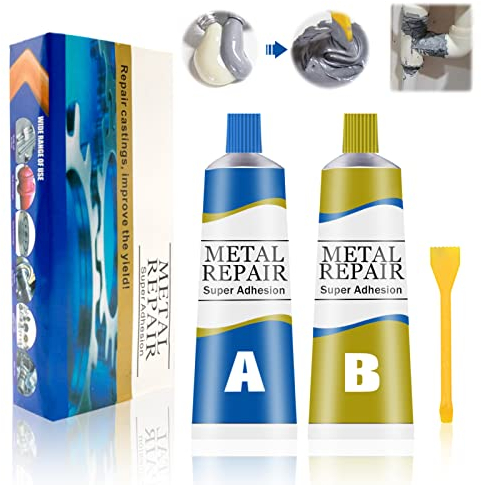 Colla Metallo, Metal Repair Paste, Stucco per Metallo, Bicomponente per Metalli, Colla di Metallo Liquido Colla Per Riparazione Multiuso, Colla per Saldare i Metalli (50g+50g)
