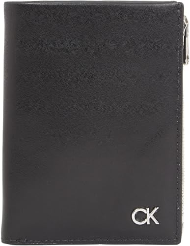 Calvin Klein Herren Geldbeutel Metal Trifold mit Abnehmbarer Münztasche, Schwarz (Ck Black), Einheitsgröße