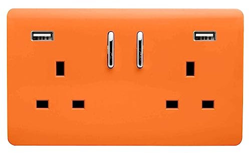 Trendi Switch 2 Gang USB Spare Faceplate for Modern Designer Plug Socket in Sunset Orange