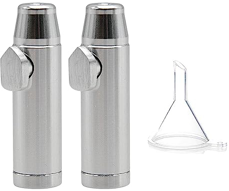 gotyou 2 piezas Snuff Bottle,Sniffer dispensador,Snuff Bullet,Dosificador de tabaco,dosificador con embudo,para Los Amantes del Rapé al Aire Libre, Uso de Viaje (Plata)