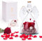 Gohytal Ewige Rose im Glas Engel, Geschenke für Sie Konservierte Blumen in Engelsfigur Geschenke für Frauen Mama Oma Freundin Sie, Eternal Rosen Jahrestag Valentinstag Geburtstag Geschenk - Rot