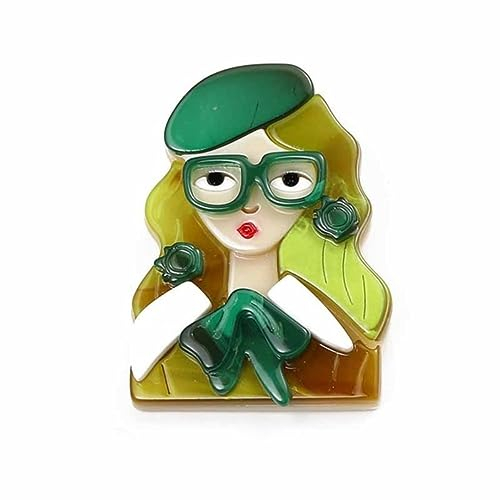 YAHOYA Niche Fille avec Lunettes Broche Acrylique Beauté Tête Broches pour Femmes Vêtements Accessoires Pin Student Bag Badges Pins