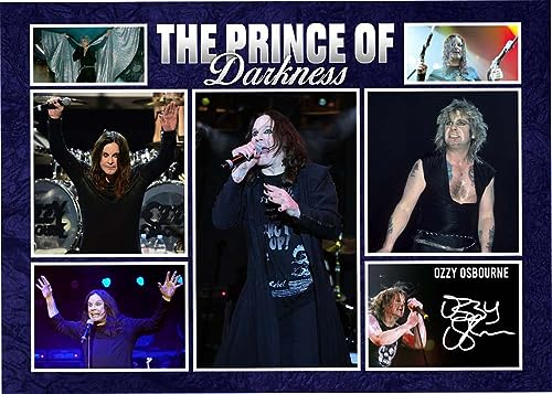 RJR Prints Ozzy Osbourne Black Sabbath signierter Fotodruck, A4 Montage, vorgedruckte Signatur, Autogramm, Geschenk