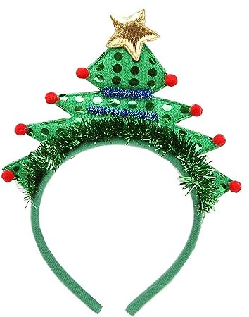 AWOCAN Christmas Headbands Christmas Tree Headband Xmas Headbands Funny Sequin Hairband Hair Accessories Christmas Decoration For Womens Girls (A)