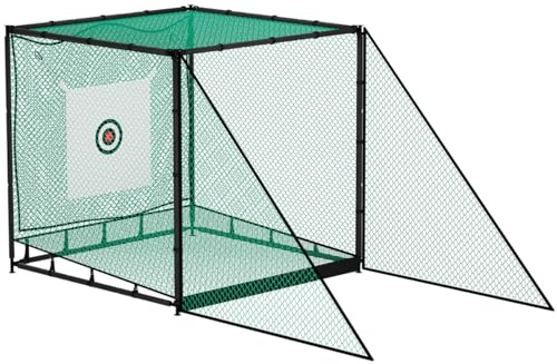 MR Golf Driving Cage 10x10x10ft with Ball Return System | Golf cage with automatic ball return, heavy-duty steel frame, full swing & chipping net for indoor & outdoor training
