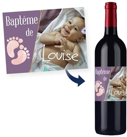 Etichetta bottiglia personalizzabile Mabouteille.fr® - Etichetta bottiglia da personalizzare con foto, testo, logo... [etichetta personalizzata bottiglia vino personalizzata] (unità)