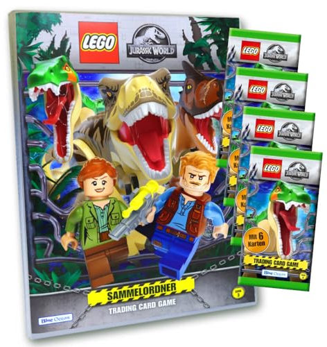 Lego Jurassic World 3 Karten - Sammelkarten Trading Cards (2023) - 1 Mappe + 4 Booster Sammelkarten