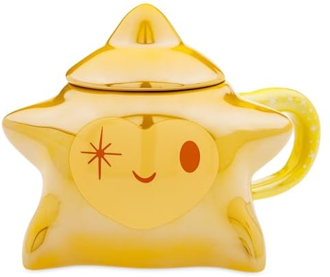 Disney Store Officiel Mug Étoilé Avec Couvercle, Wish : Asha et la Bonne Étoile, 625 ml, Tasse Compatible Lave-Vaisselle Avec Finition Dorée et Poignée Décorative