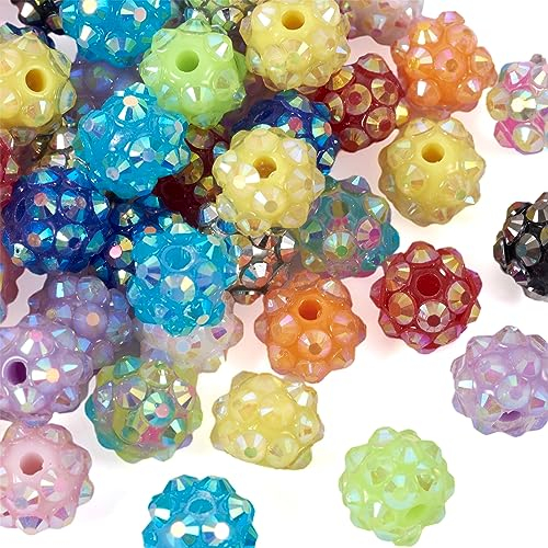 Bestewelry Strassperlen aus Kunstharz, 10 mm, 12 Farben, runde Disco-Kugeln, glänzende Diamanten, lose Abstandshalter, Perlen für Halsketten, Armbänder, Ohrringe, Schmuckherstellung, Bastelarbeiten,