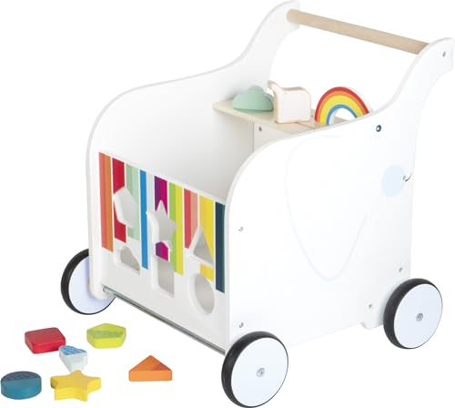 small foot Lauflernwagen Spielzeugbox Elefant aus Holz, mit Bremse und gummierten Rädern, für Kinder ab 1 Jahr, 12535