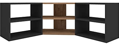 Corner TV Unit with 6 Shelves in White, Manufactured Wood TV Unit, TV Stand Cabinet, Corner Cabinet, TV Table, Accommodates flat-screen TVs up to 50 (Atlantic Pine & Anthracite)