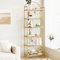 Hzuaneri Regal, Bücherregal aus gehärtetem Glas, schlankes Regal für Schlafzimmer, Badezimmer, Heimbüro, Stahlrahmen, 6 Ablagen Gold BC21699G