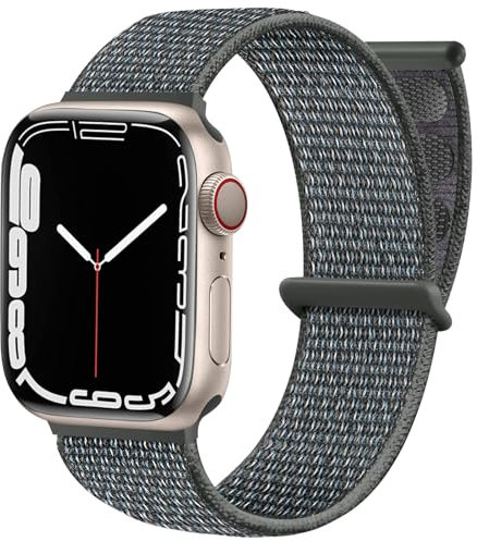 Maledan Solo Loop Correa Compatible con Apple Watch Correa 44mm 38mm 42mm 40mm 41mm 45mm 49mm, Sport Ajustable Band Compatible con iWatch Series 9 8 7 6 5 4 3 2 1 SE, 42mm/44mm/45mm/49mm, Gris Nublado