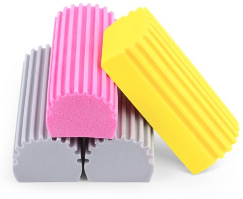 Damp Duster Schwamm, Damp Clean Duster Schwamm,Schmutzradierer Schwamm,für Fenster, Jalousien,Geländer,Sofas, Türspalten (Grau, Pink, Gelbe) (4 Stück)