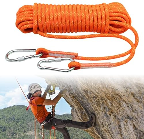 BORDEAG 10mm Corde d'escalade, 20m Corde d'escalade Statique, Statique Corde D'exploration, Corde D'extérieur pour Parachute De Secours pour La Randonnée l'escalade l'escalade