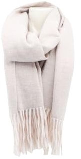 HomeRelax&Style Winter Damen Fransenschal | Cashmera | sehr weich & hochwertig | 180x70cm Farbe Dunkelbeige