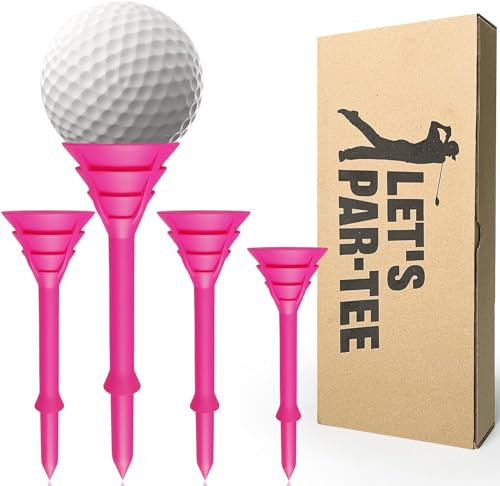 VEASAERS Golf Tees Bulk Unbreakable Pink 25 50 Pack with Gift Box, Plastic Golf Tees Reusable Anti-Slip Big Cup Golf Tee Hanger Reduce Friction for Golf Outdoor Training (25 Pcs, Pink)