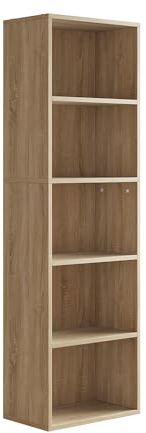 Vicco Bücherregal Bob, Regal für Bücher, Sonoma, 40 x 132 cm mit 5 Fächern