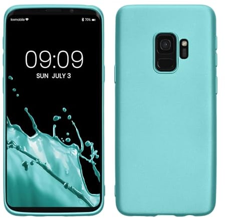 kwmobile Case kompatibel mit Samsung Galaxy S9 Hülle - Schutzhülle aus Silikon metallisch schimmernd - Handyhülle Metallic Mintgrün