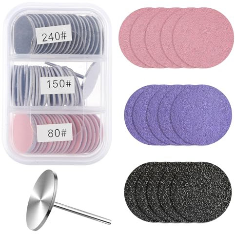 60Pcs Sanding Paper Discs Sandpaper Flat Disc Sanding Bits for Nail Drill Replaceable Sandpaper Discs with Flat Nail Drill Bit Sanding for Remover Dead Skin Manicure Pedicure(#80#150#240 Grits)